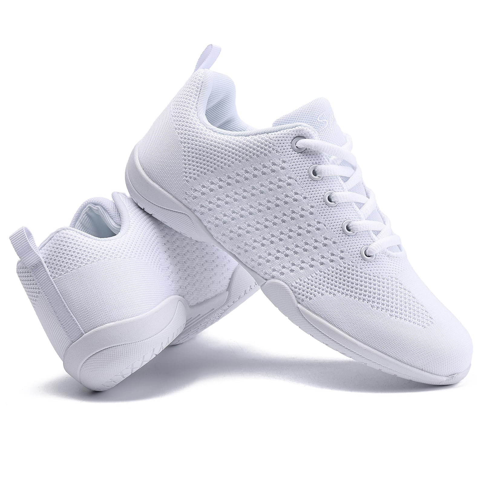 Scarpe da cheer giovani ragazze bianche scarpe da cheerleading danza atletica allenamento tessuto traspirante danza leggera competizione confortevole sport bambini ragazze cheer sneakers