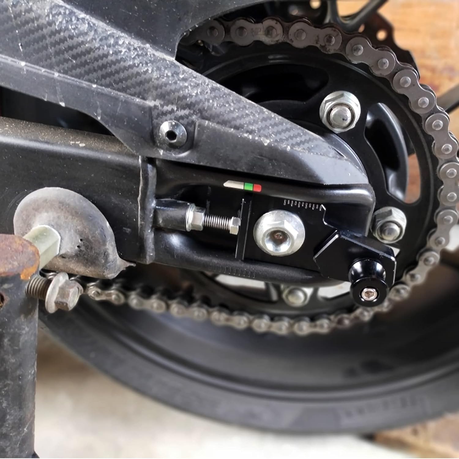 Motorcycle Chain Tensioner, Swing Arm Sliders Spools Stand Bobbins,Chain Axle Adjuster Kit (left + right) (for Honda Vehicle) CBR500R CB500X CB500F NX500 2019-2024-2025 (Black)