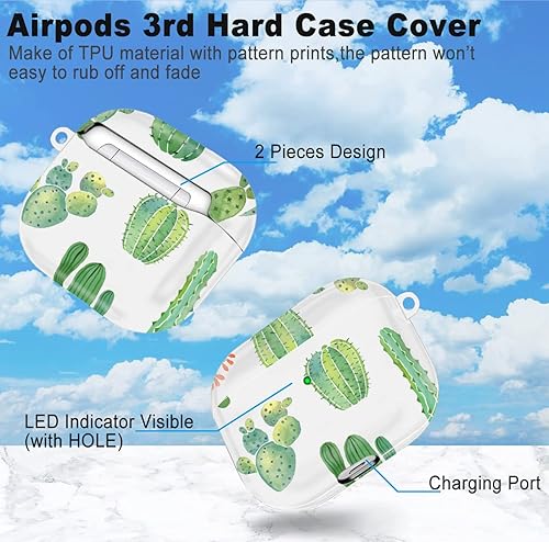 Miniatura 6 de Funda protectora rígida portátil a prueba de golpes para mujeres y niñas con llavero para auriculares Apple de tercera generación (2 unidades,