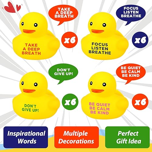 Miniatura 10 de Lenwen 60 piezas de mini patos motivacionales amarillos de goma de 1.38 pulgadas inspiradores de pato pequeño preescolar juguetes de baño para