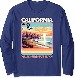 Will Rogers State Beach 80s California Beach Long Sleeve T-Shirt