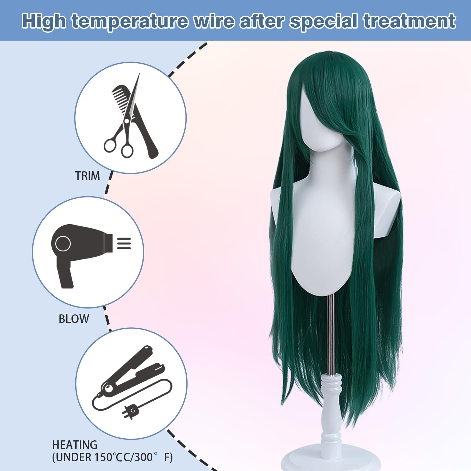 100cm / 40 Inch Long Wig, Universal Anime Costume Cosplay Wig, Perfect for Party Daily-Use, Festivals, and Halloween - Image 3
