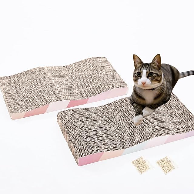 SIDAZON Cat Scratching Board cat Scratcher Cat Scratch Pad Cardboard cat scratchers for Indoor Cats Reversible Large Wide