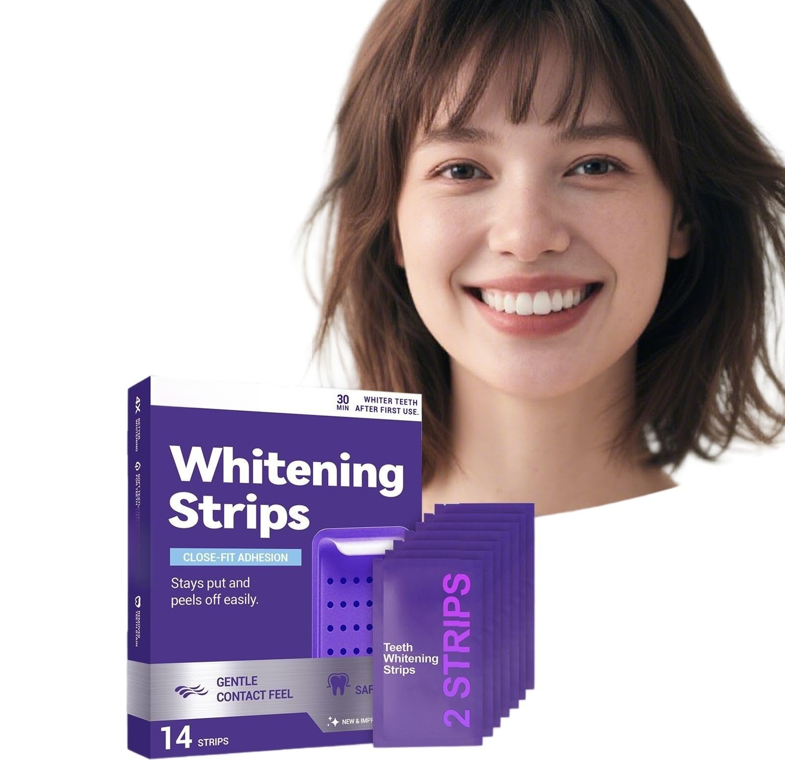 Purple Whitening Strips, Teeth Whitening Strips, Teeth And Limit Stains | Purple Peroxide Free Dental Whitening Strips, Whitening Strips withFormula for a Bright Smile at Home