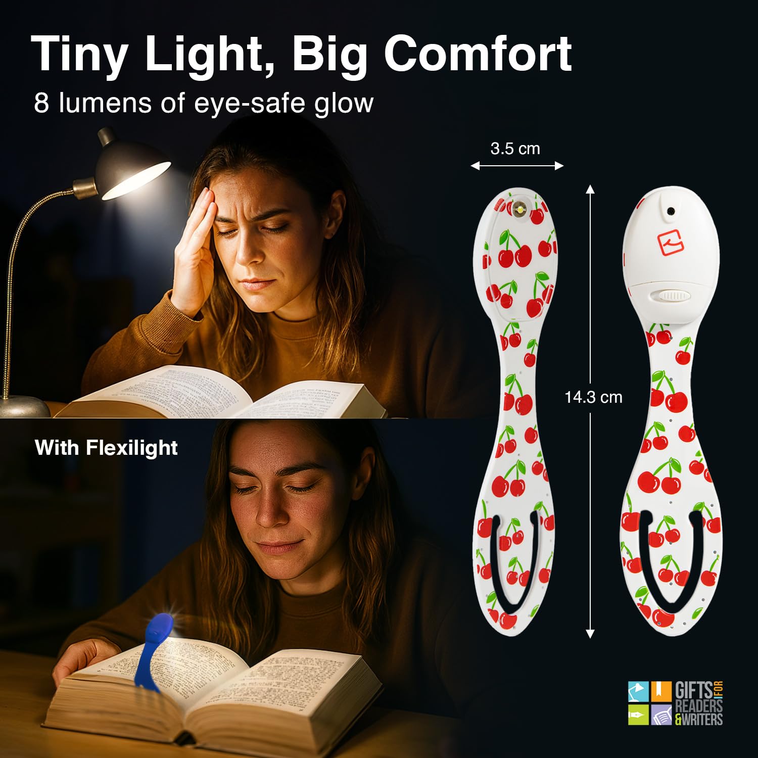 Luce Da Lettura Flexilight Ricaricabile - Segnalibro LED 2 In 1, Regolabile, Per Libri E Letto