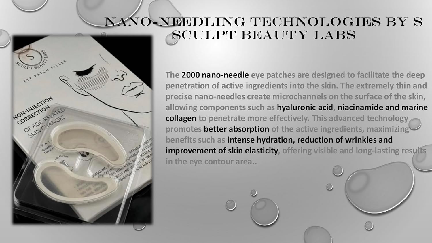 Nano Needling Eye Patches rejuvenate and refresh the delicate skin around your eyes. Infused with 2000 ultra-fine nano needles for enhanced absorption and effective results.