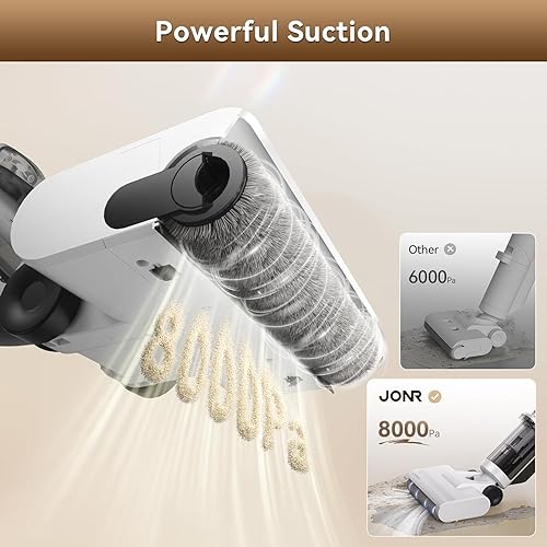 Miniatura 7 de JONR ED12 - Filtro HEPA autolimpiante inalámbrico para aspiradora en seco y húmedo, aspiradora de piso duro y trapeador con tecnología de limpieza
