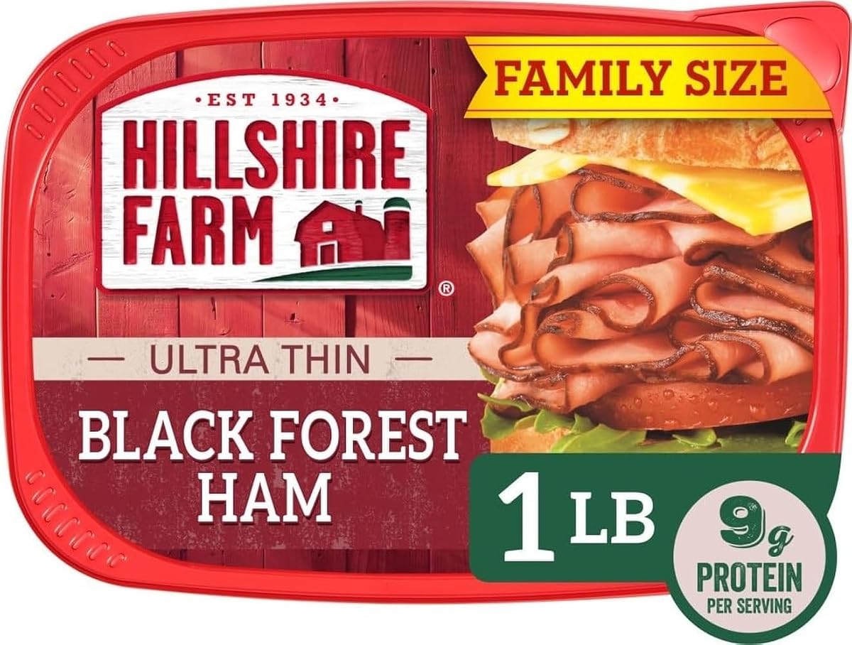 Hillshire Farm Ultra Thin Sliced Deli Lunch Meat, Black Forest Ham, 16 oz | Gluten free; no artificial ingredients; no added nitrates or nitrites; great for sandwiches, wraps & charcuterie