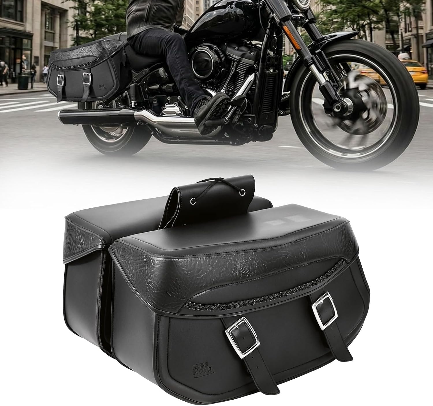 Alforjas de Cuero Sintético para Motocicleta 30L KEMIMOTO