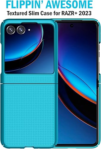 Miniatura 2 de Nakedcellphone - Funda con clip para Motorola RAZR+ 2023, textura de cuadrícula cubierta rígida delgada y rotacióntrinquete Combo de funda de cadera