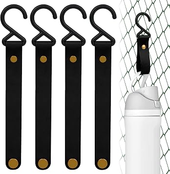 Linkidea 4 Pack Fence Hooks for Water Bottle, Hook Hanger Compatible with Owala FreeSip 24oz/32oz, Stanley Quick Flip Go 24oz, Plastic S Shaped Hooks for Outdoor Sports Camping Black