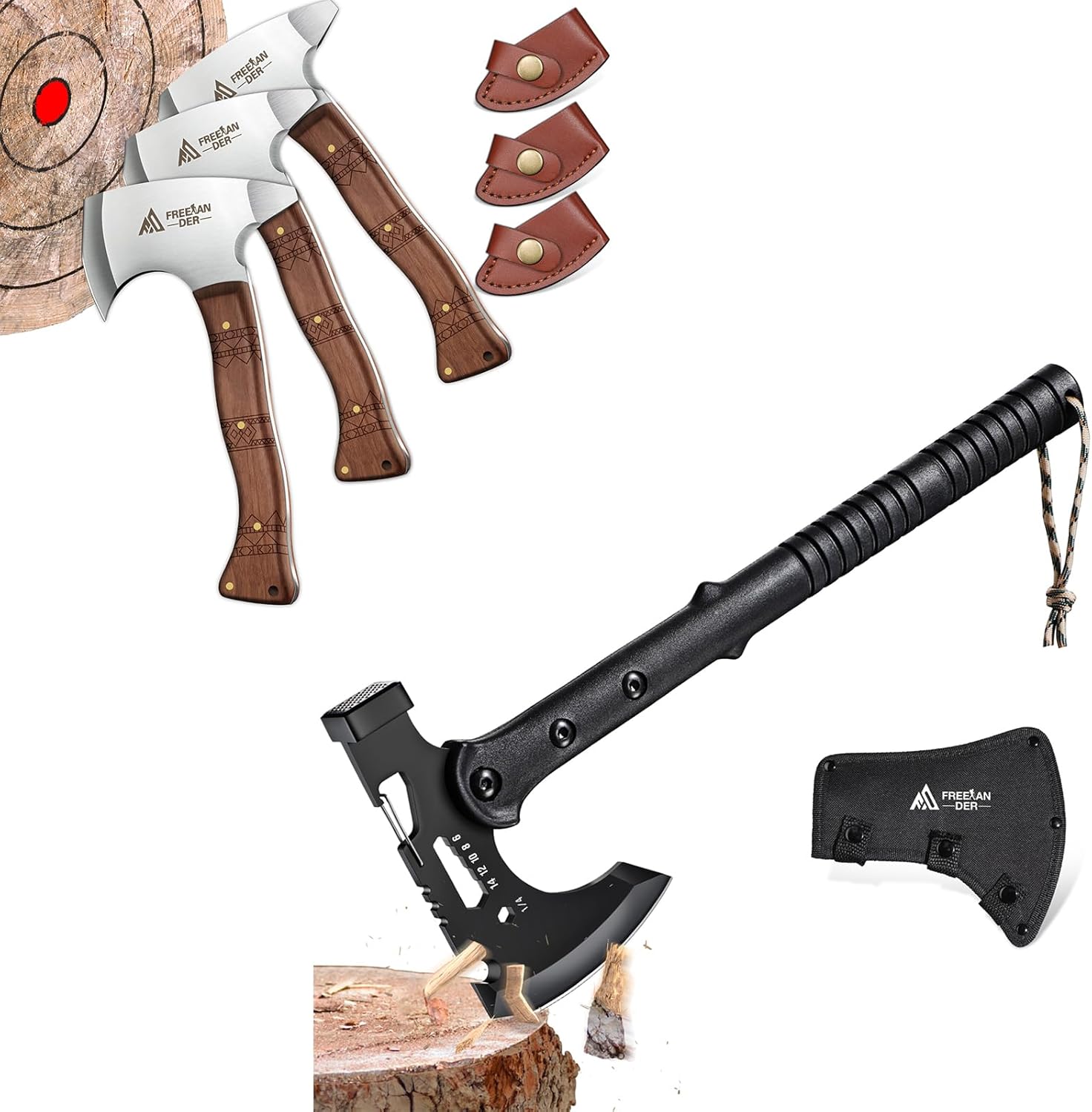 Freelander Camping Axe with Sheath and 8.3'' Throwing Axe Set