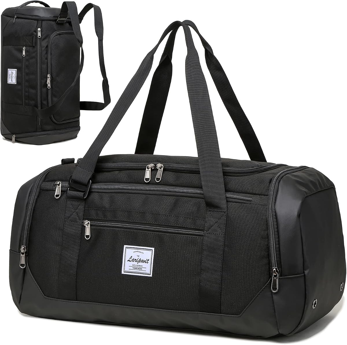 Travel Duffle Bag for men 40L Medium Sports Gym Bag with Wet Pocket & Shoes Compartment Weekender Overnight Backpack for Traveling Duffel Bag Backpack for Women, Black