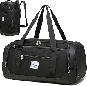 Laripwit Travel Duffle Bag for Men 40L Sports Gym Bag with Wet Pocket & Shoes Compartment Weekender Overnight Backpack for Traveling Duffel Bag Backpack for Women, Black