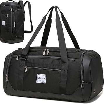 Laripwit Travel Duffle Bag for men 40L Medium Sports Gym Bag with Wet Pocket & Shoes Compartment Weekender Overnight Backpack for Traveling Duffel Bag Backpack for Women, Black