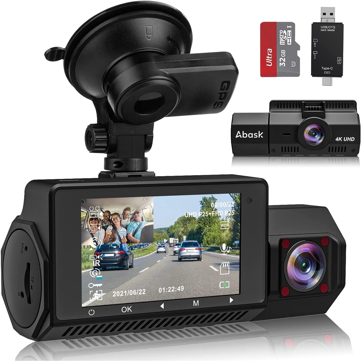 IZEEKER 4K Dashcam WiFi, 2160P Frontale Caméra Voiture avec Carte SD