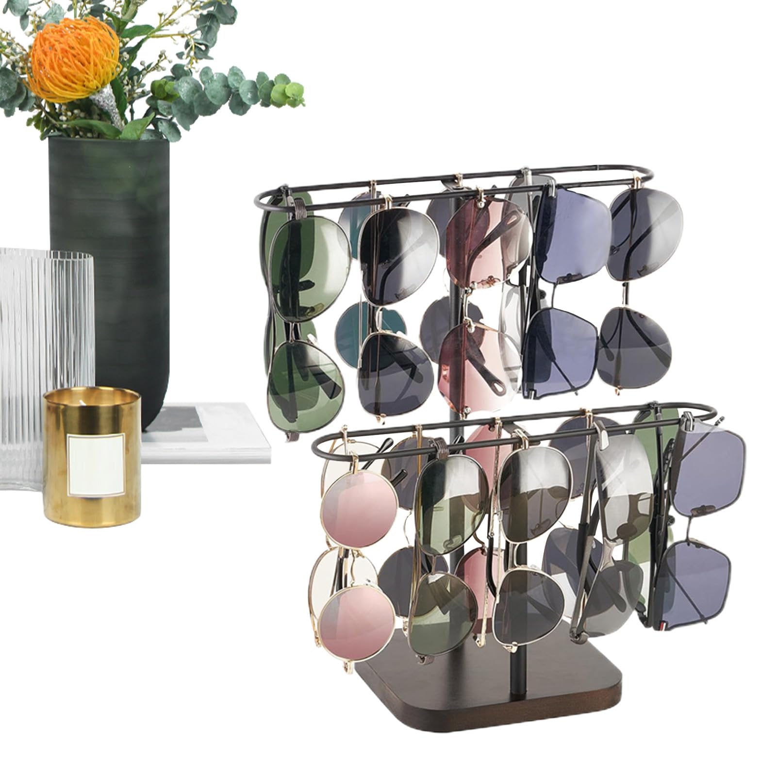 Porte-lunettes de soleil et organisateur de bureau en bois pour comptoir et coiffeuse