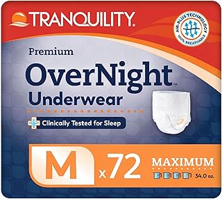 TRANQUILITY Premium Overnight Disposable Absorbent Underwear (dau) - Md - 72 Ct - 6.53 ounces, blue (B0039Y1MLA)