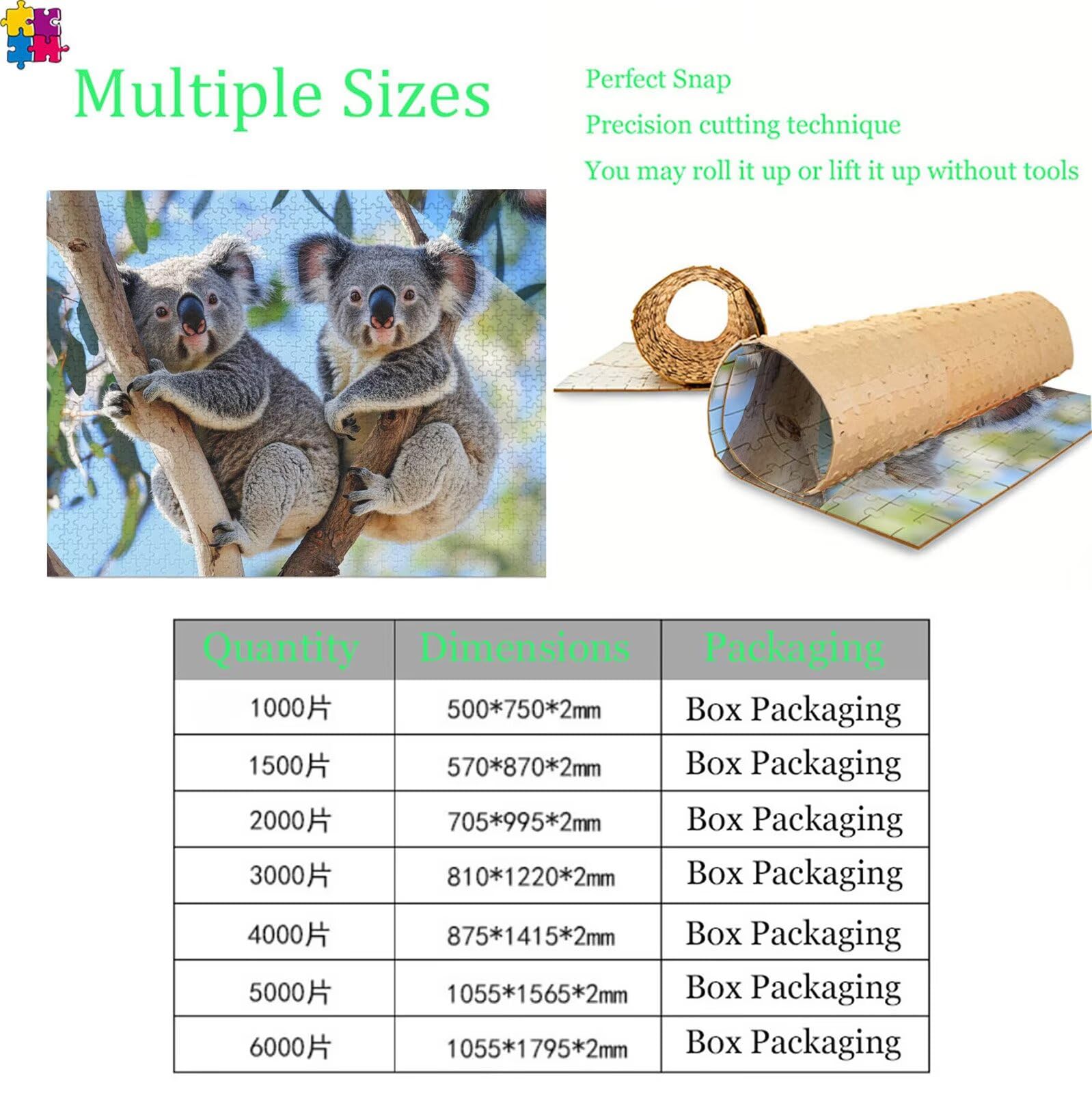 Puzzle 2000 elementów, oddziały Koala Puzzle 2000 elementów dla dorosłych i dzieci, wysokiej jakości puzzle artystyczne, 99,5x70,5 cm Klasyczna gra Puzzle dla dorosłych, prezent dla kobiety/mężczyzny