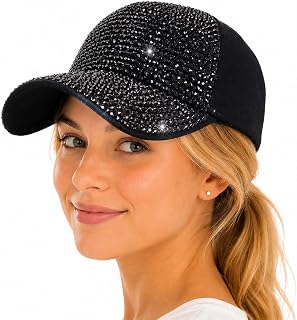 Bling Rhinestone Mesh Visor Cap, Canvas Baseball Cap for Women Adjustable Visor Hat Sparkle Denim Sun Hat Outdoor