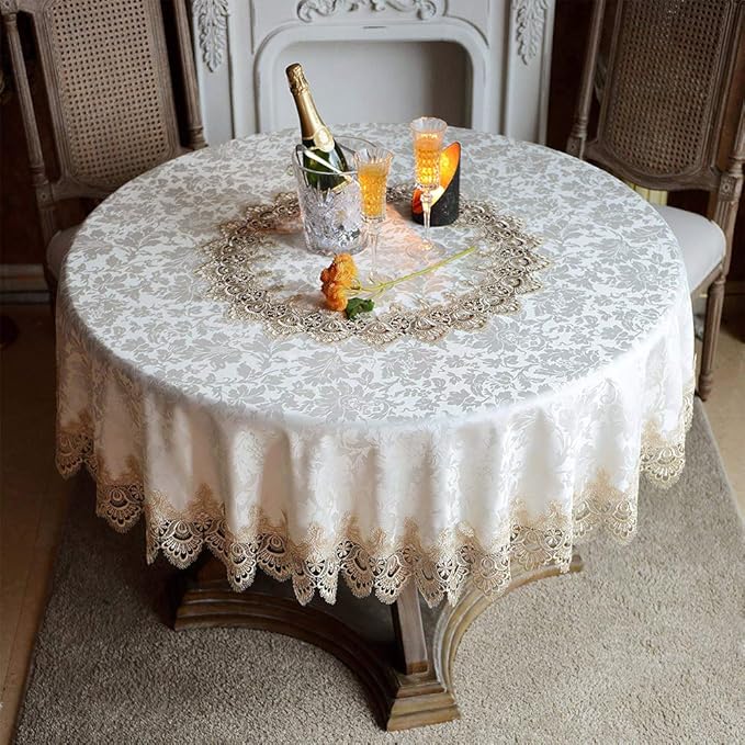 ARTABLE Round Tablecloth Lace Rustic Macrame Embroidered Table Cloths