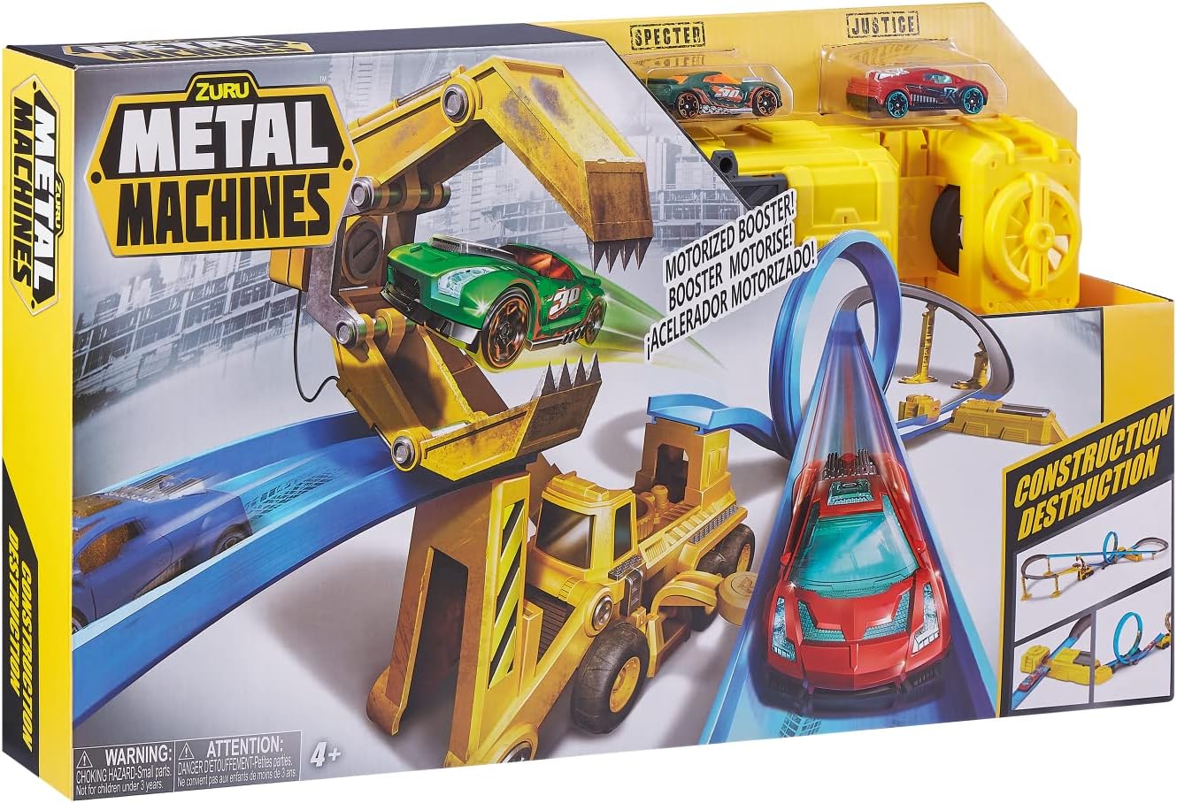 Metal Machines Construction Destruction Trackset for 4 Years+ with Mini Racing Cars, Diecast Cars Race Track - Image 3