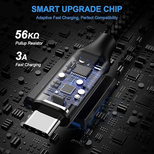 Miniatura 2 de Etguuds Cable de carga rápida de USB-A a C de nailon trenzado, de 3 A, 6.6 pies, para Samsung Note 20, 10 y 9, S22, S21, S20, S10, S10E, S9, A10e,