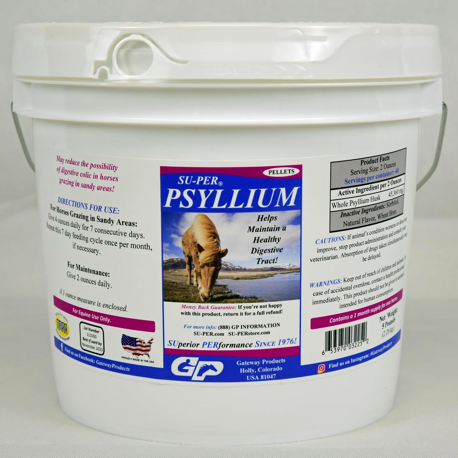 SU-PER Psyllium Horse Digestion Supplement - Maintains Healthy Digestive Tract in Horses - Supports Removal of Sand & Dirt from Intestinal Tract - 5 Pound