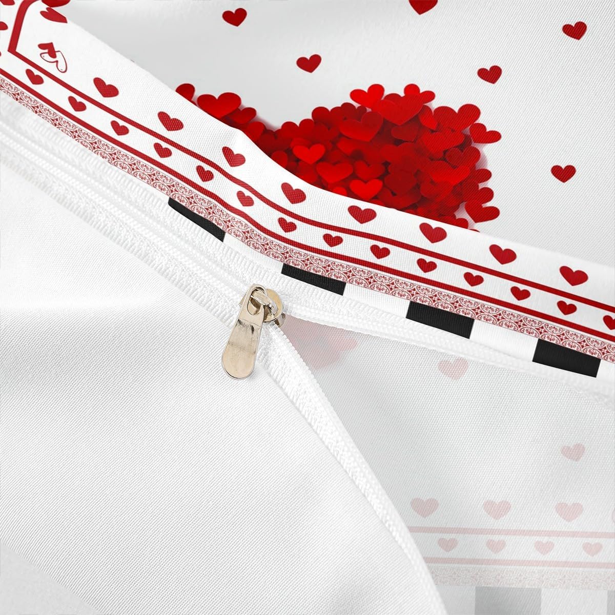 Manfei Love Duvet Cover Set King Size, Red Love Heart Print Comforter Cover with 2 Pillowcases, Valentine's Day Bedding Set 3pcs for Lovers Couples and Adults Lightweight Bedspread Cover,No Comforter