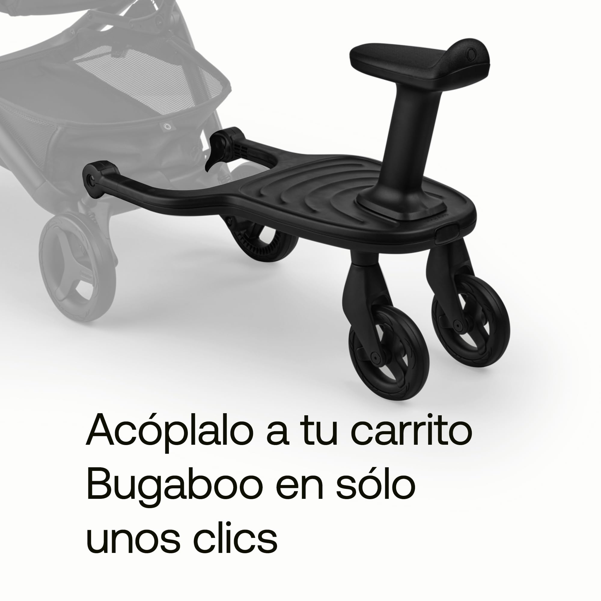 Bugaboo Patinete Acoplado+ Confort con silla extraíble: patinete con opción para sentarse o ir de pie, compatible con todos los carritos Bugaboo, 2 ruedas para mayor comodidad y estabilidad