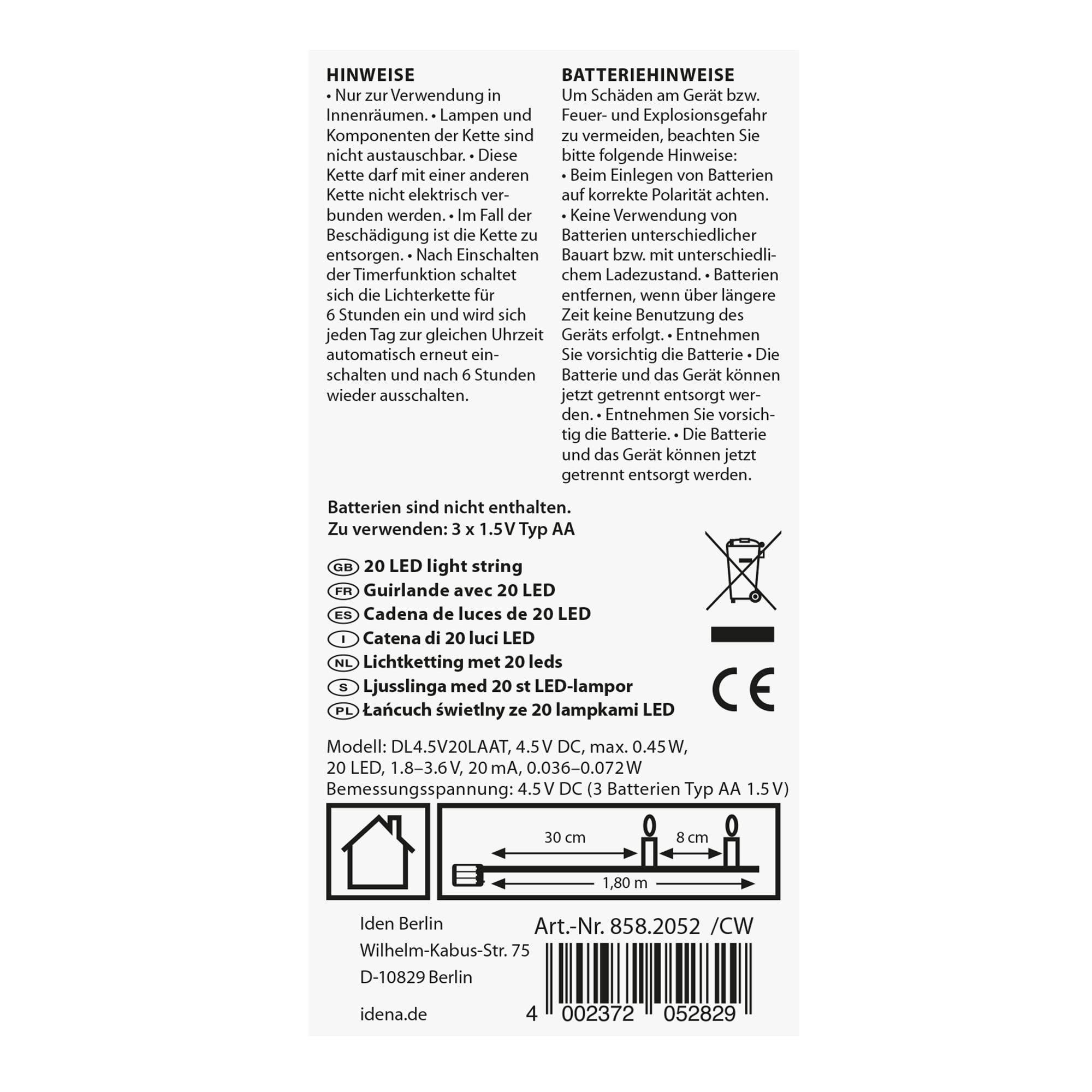 Image secondaire de Guirlande Lumineuse Idena 20 LEDs Blanc Chaud avec Minuterie