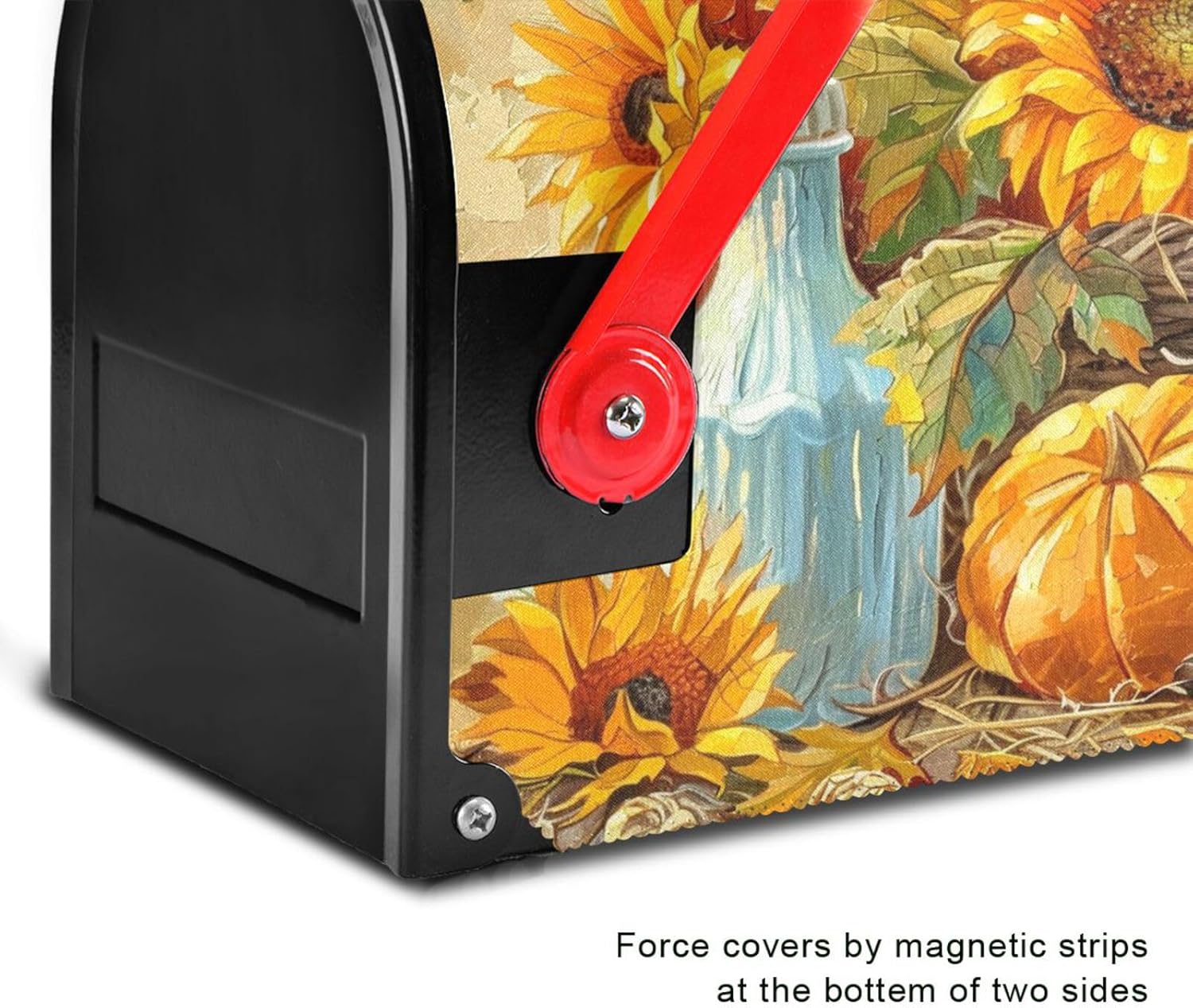 Thanksgiving Harvest Sunflower Pumpkin Mailbox Cover Magnetic Standard Size Autumn Leaf Mailbox Covers Letter Post Box Cover Wrap Decoration Welcome Home Garden Outdoor 21" Lx 18" W