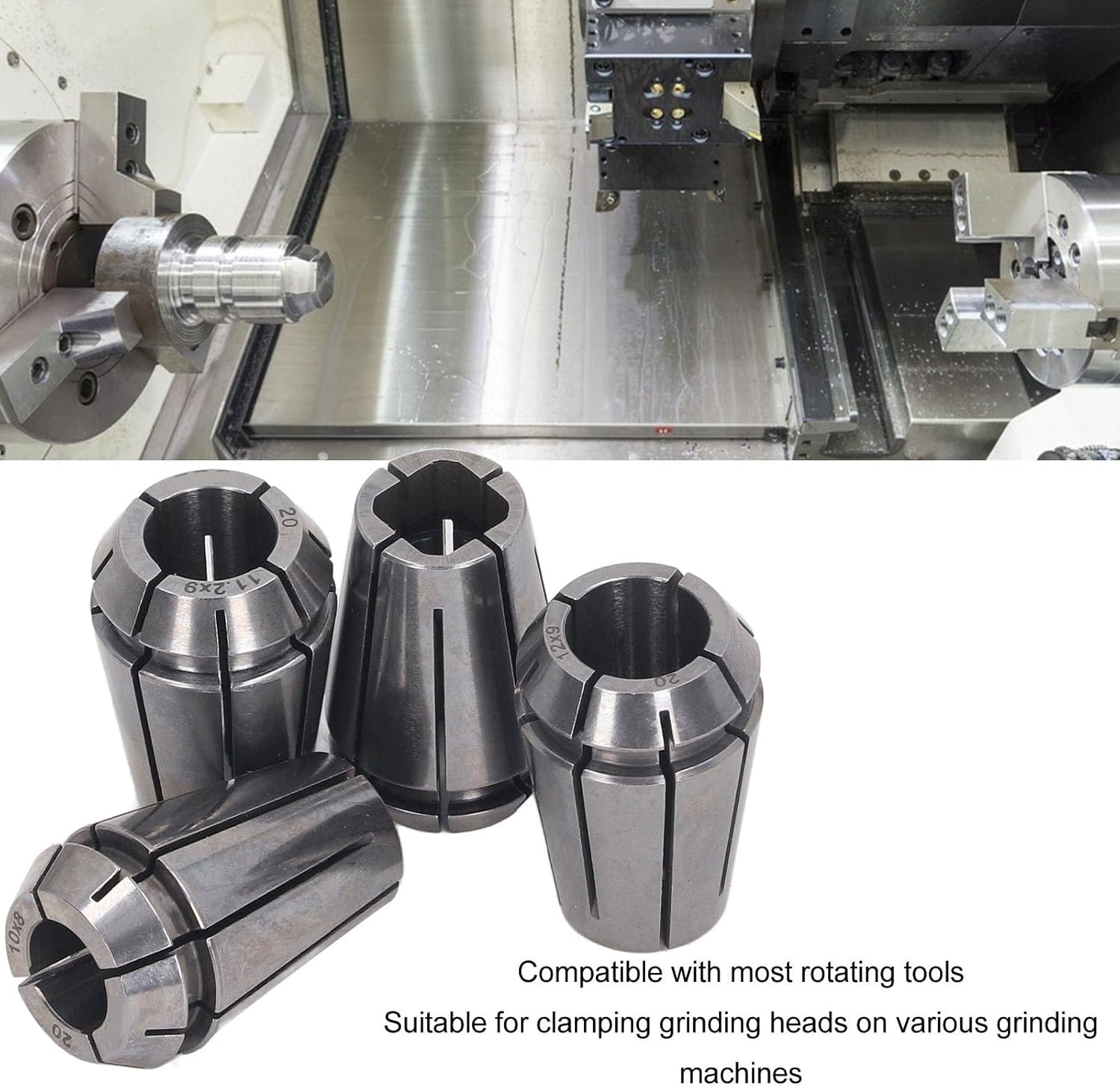 4 Pcs 4 Jaw Spring Collet Set High Carbon Steel CNC Lathe Chuck Tool for Milling Grinding and Engraving Machines Durable Precision Grip Collets