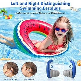 Waterproof Swimming Ear Plugs for Kids - 2 Pairs of Reusable Soft Silicone Swim Earplugs,Ear Protection for Children (4-12 Years Old) - Ideal for Surfing, Diving, Pool, Showering, and Water Sports