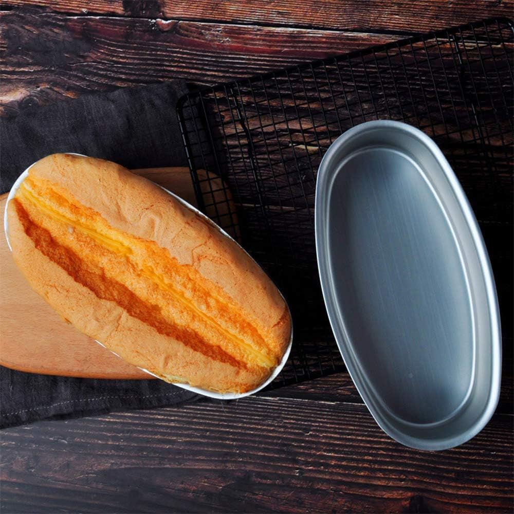 OUKEYI 2 pack Pan Bakeware, Non-Stick Pro Loaf Pans, 8in Oval Shape Cake Pan Aluminum Cheese Cake Mold Breads for Home Kitchen, Bakery