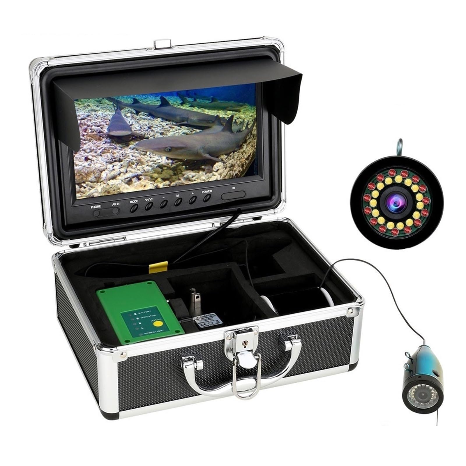 CVFRDD Underwater Fishing Camera Winter Fish Finder Underwater Fishing Camera 9inch HD 1080P IP68 Waterproof 15M/30M/ For Ice/Sea/River for Ice Sea Lake Boat Fishing(30M)