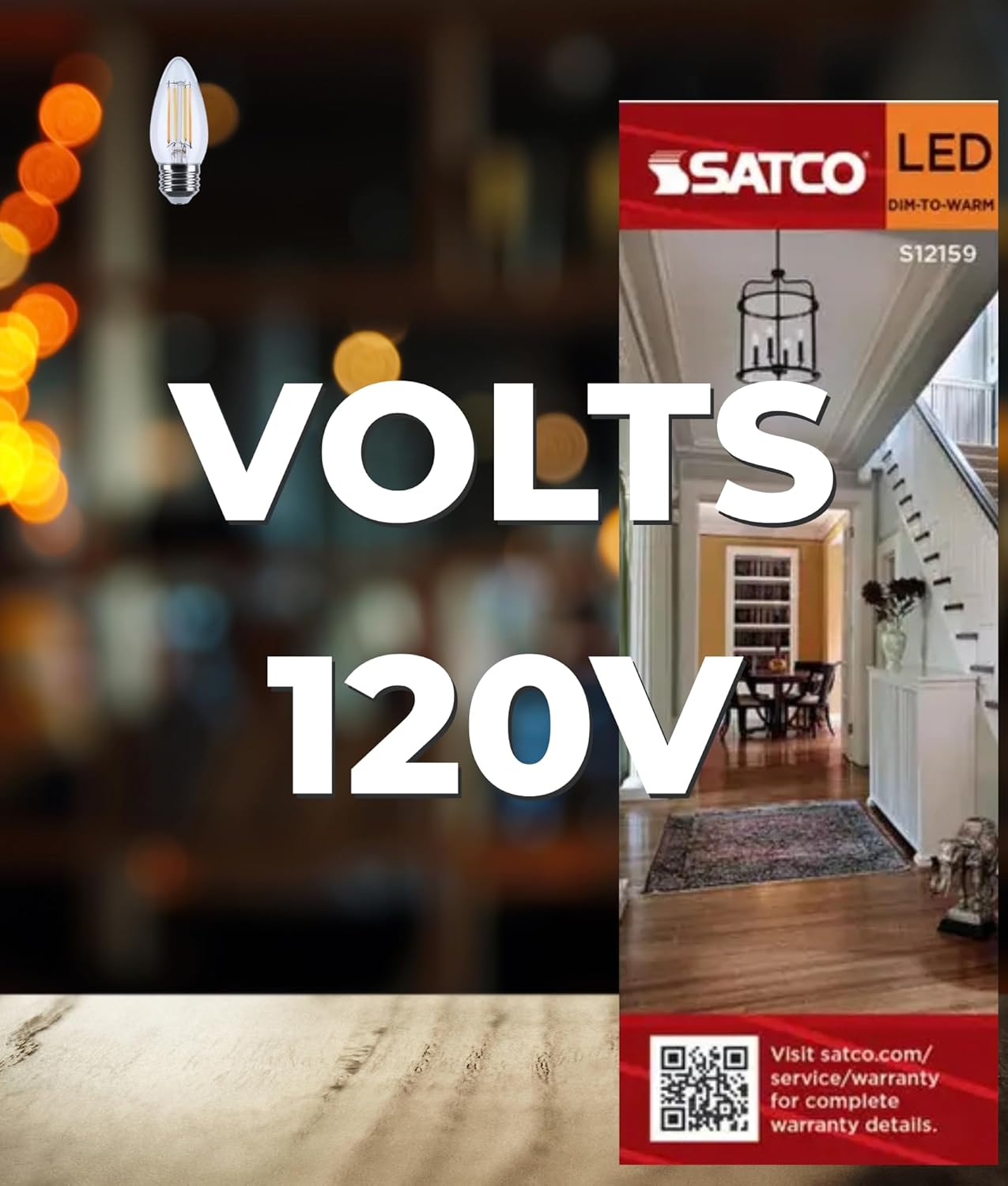 Satco S12159 4.5W LED B11 Bulb, Warm Dimming 3000K-2000K, 450 Lumens, 90 CRI, 40W Replacement, Clear Glass, E26 Medium Base, Enclosed Fixture Rated, Dimmable, 120 Volt (6 Pack)
