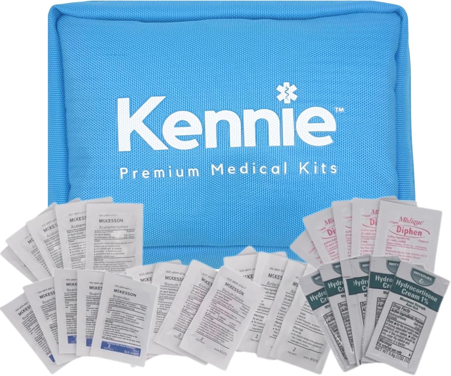 Kennie Travel Medicine Kit – TSA-Approved Compact Medication Kit for Travel, Flights, Camping & Cruises | Doctor-Designed OTC Travel Essentials in Refillable Bag