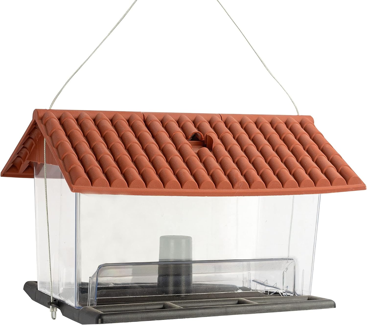 FUNPENY Hanging Wild Bird Feeders for Outside, Large Wooden Capacity Red Roof Panorama Bird Feeders for Outdoors Hanging Clearance
