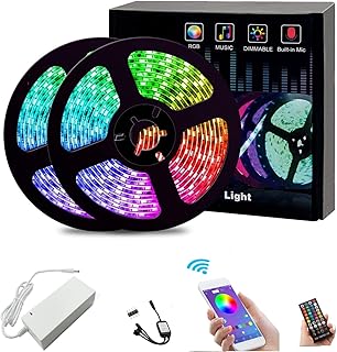 LED Strip Lights 15M RGB Rope Lights Color Changing with Bluetooth Controller Apply for TV, Bedroom, Party and Home Decoration 49.2ft), 2x7.5m