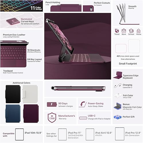 Miniatura 3 de typecase Funda de teclado Edge para iPad de 11ª generación A16 (2025) y 10ª generación de 10.9 pulgadas (2022) - Trackpad multitáctil, teclado