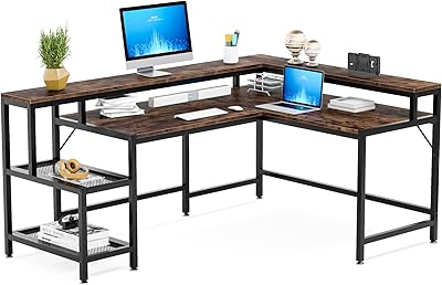 LITTLE TREE L-Shaped Computer Desk, Extra Large, Brown