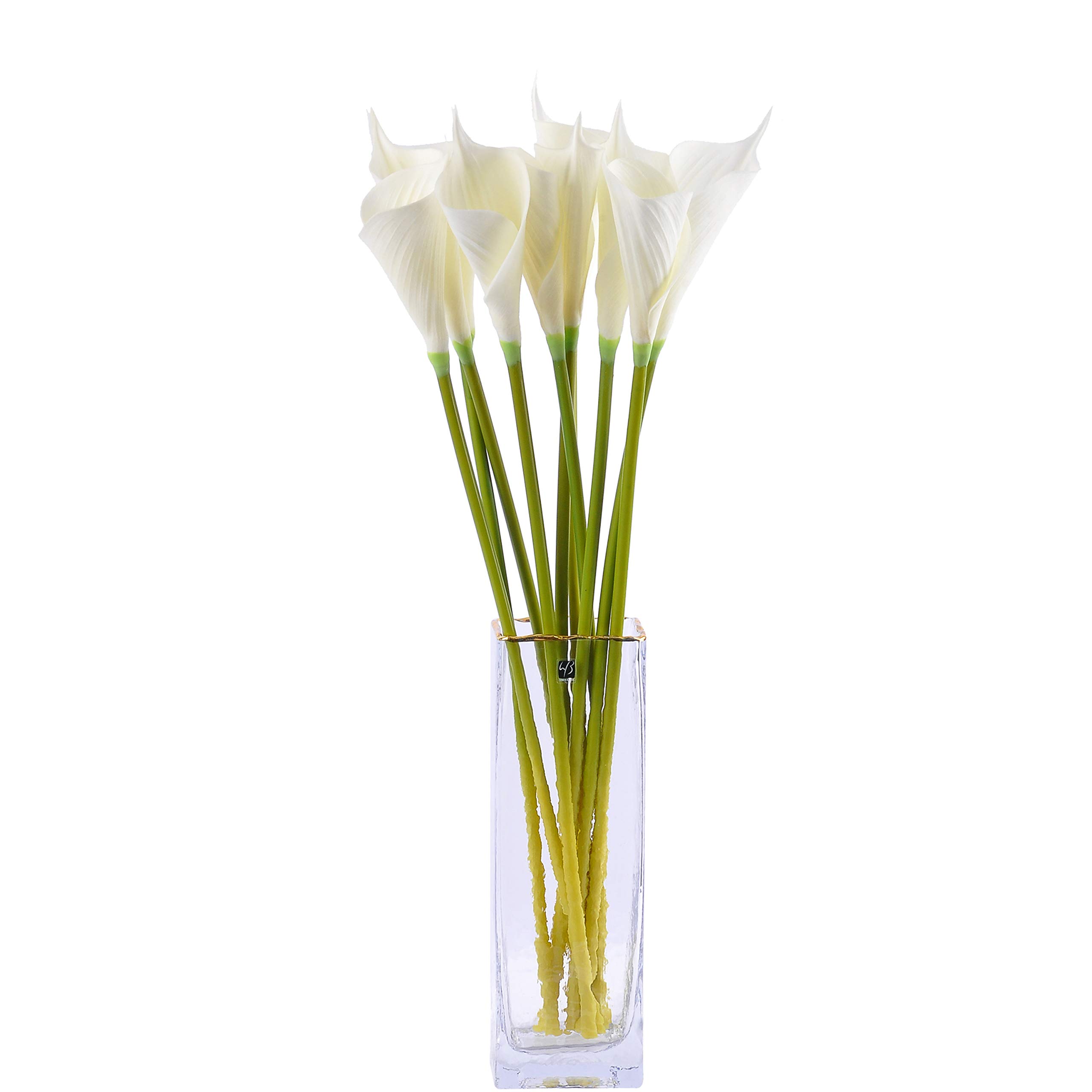 Cn-Knight White Artificial Calla Lily 10Pcs 26 Inch Long Stem Arum Lily For Home Décor Centerpieces Wedding Bridal Diy Bouquet(White)