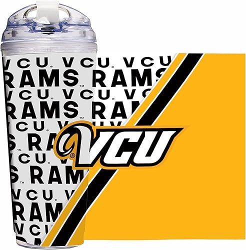 Miniatura 158 de Rico Industries NCAA - Vaso de acrílico estándar de 24 onzas con tapa con bisagras, vaso de doble pared con licencia oficial y popote