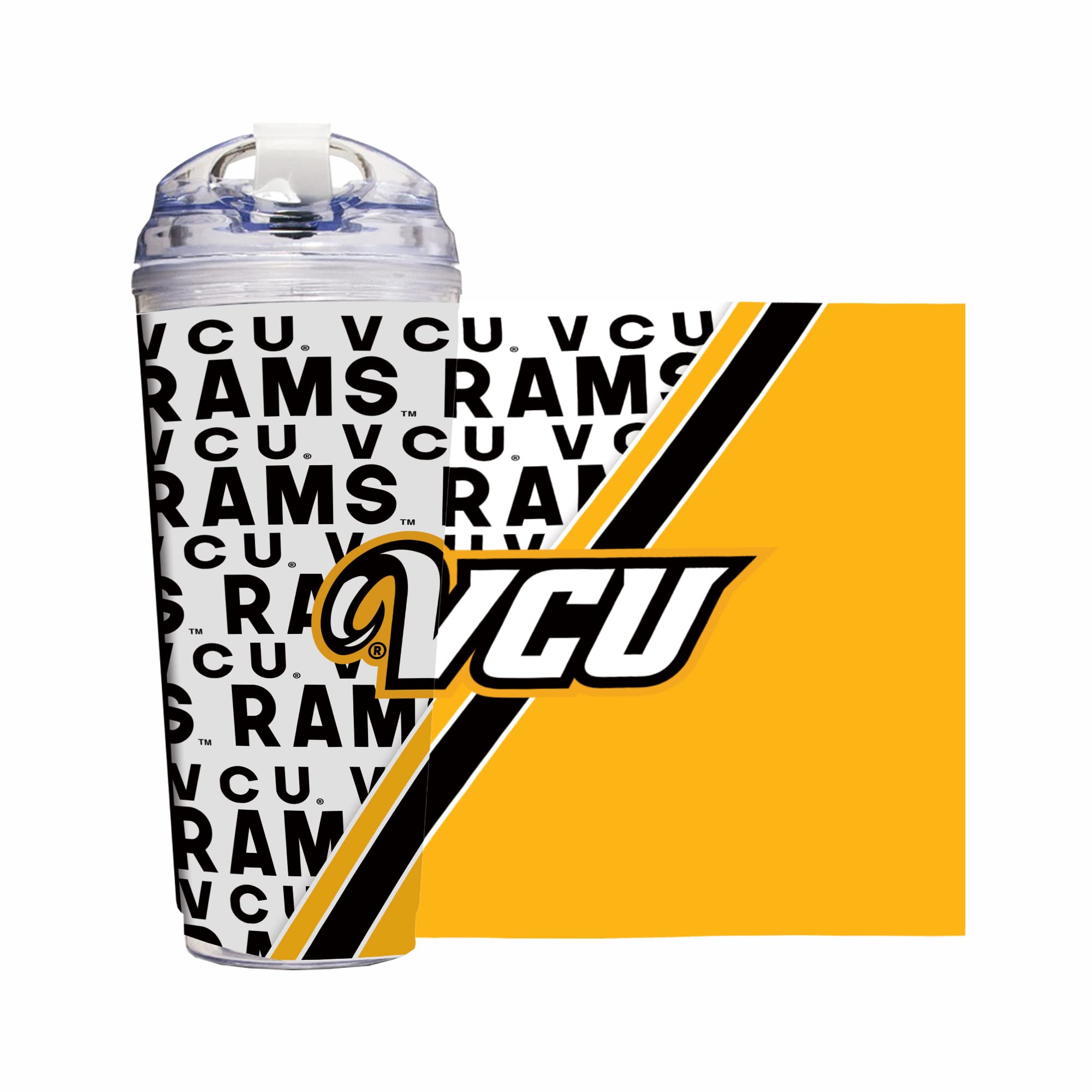Gobelet 710 ml double paroi anti-condensation Virginia Commonwealth Rams avec paille