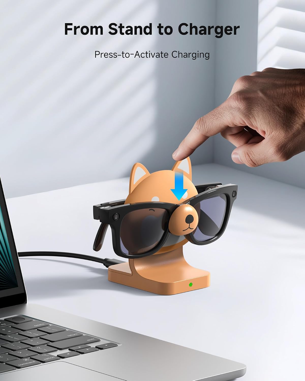 Shiba Inu Charging Station for Ray-Ban Meta Smart Glasses, Fast Charging Stand Compatible with Wayfarer, Headliner, Skylar, Oakley HSTN, Charger & Display Stand for Meta AI Glasses Original & Gen 2