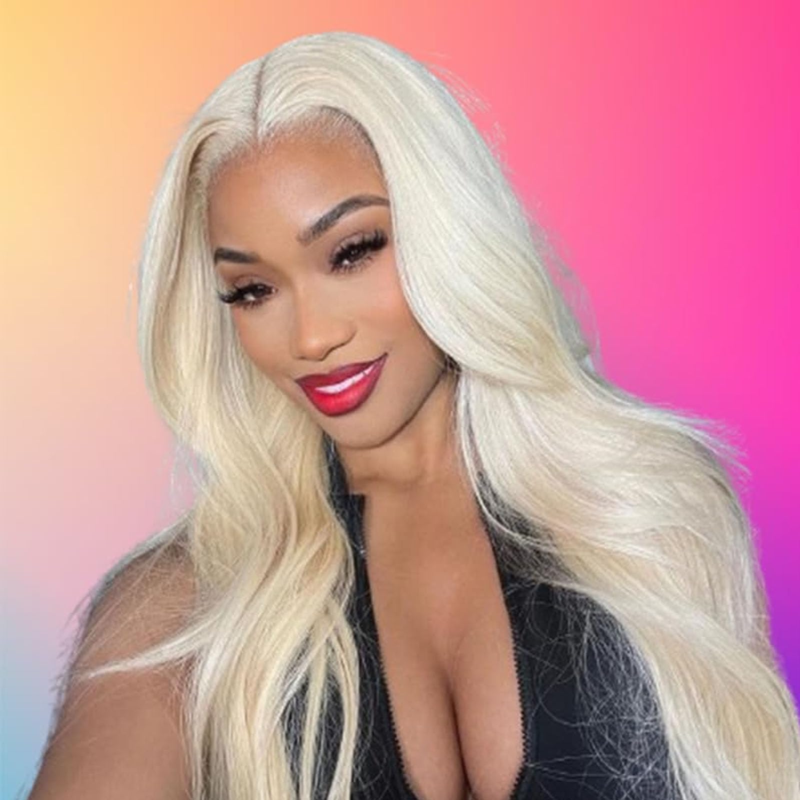 Amazon.com : karissa Hair Platinum Blonde Wig White Lace  display picture 2