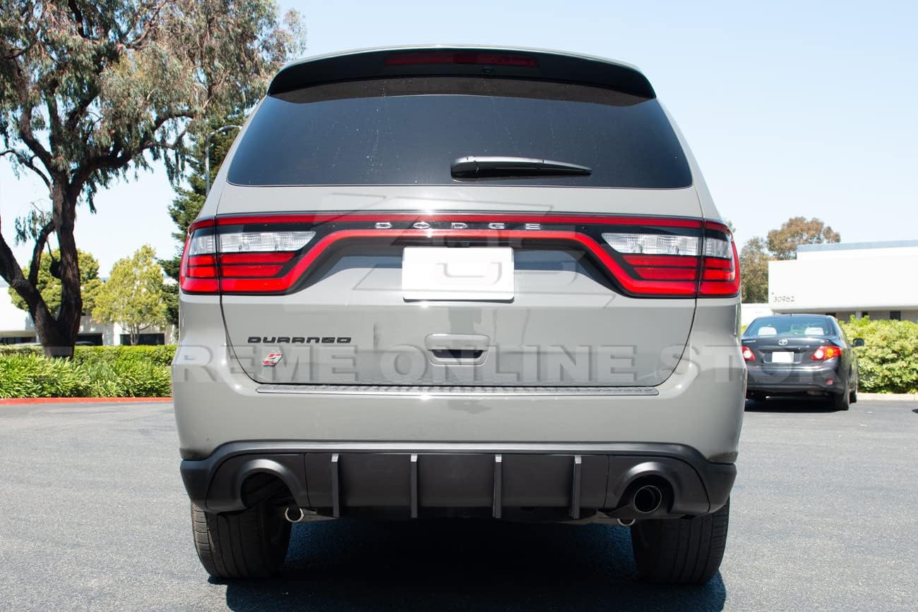Replacement For 2014-Present Dodge Durango Models | Performance Style ABS Plastic - Matte Black Rear Bumper Dual Tips Diffuser