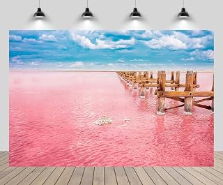 20ftx10ft The Pink Lake Backdrop Australia Senegal Salt Lake with Pink Algae Cloud Landscape Background Nature Theme Party Decorations Adults Artistic Portraits Photo Studio Props Wallpaper