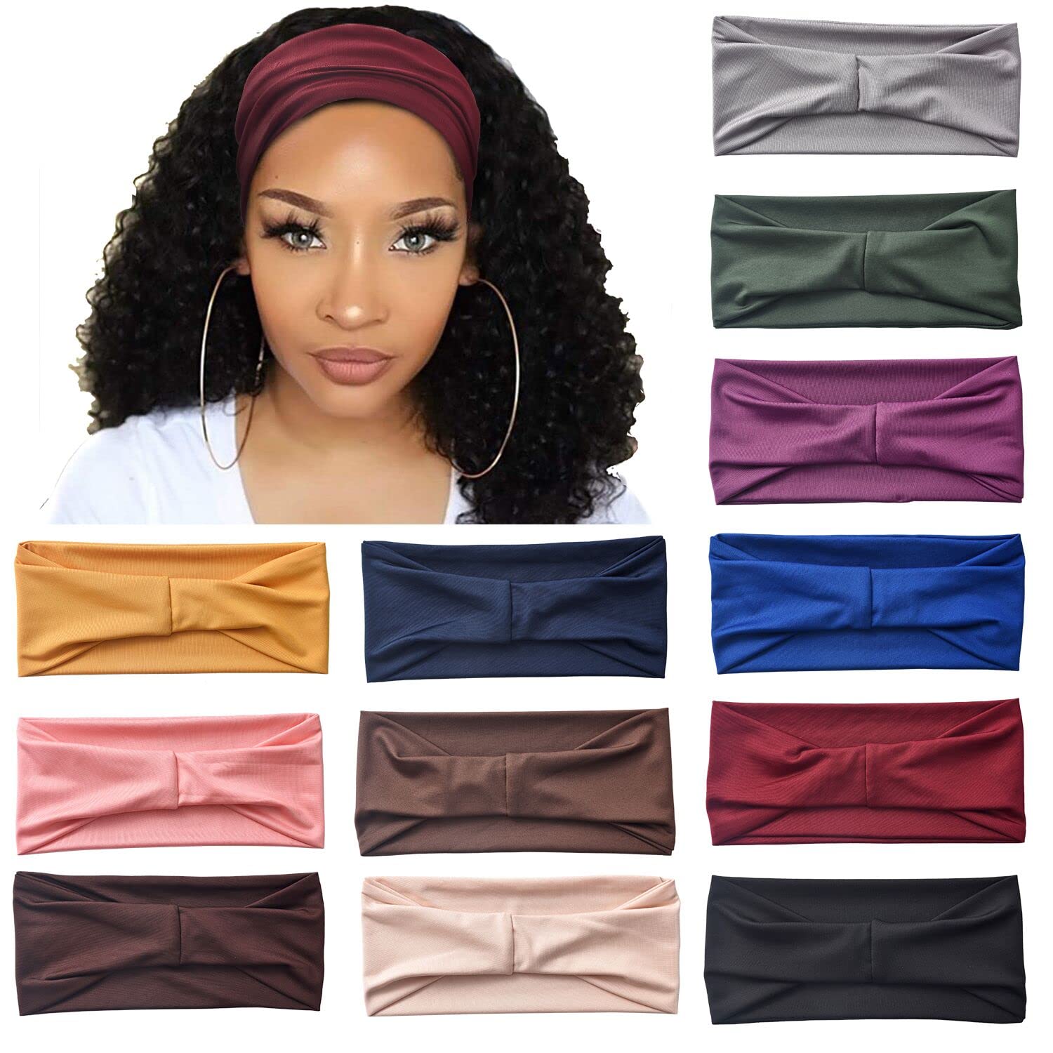 12 Pack Wide Headbands for Women No slip Stretchy Burkina Faso Ubuy
